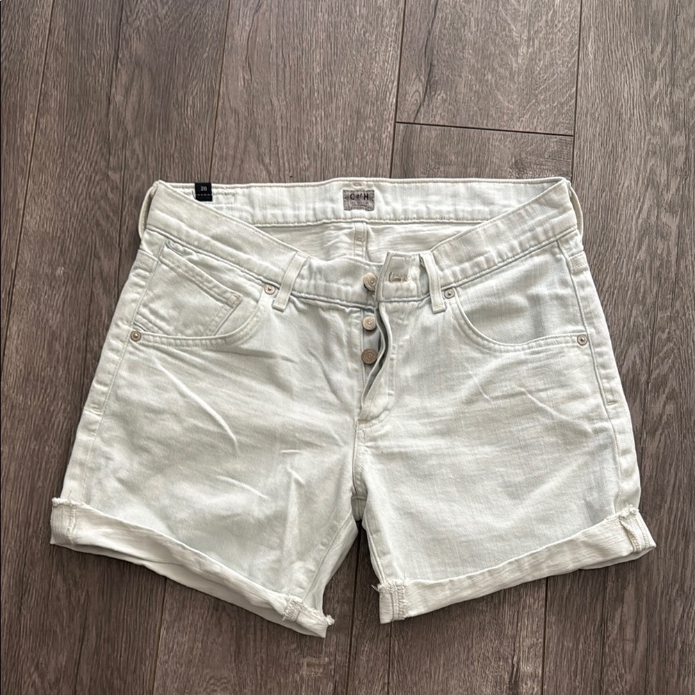 Citizens of humanity light wash button fly denim shorts 6
